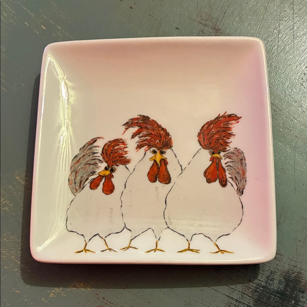 Creative coop stoneware chicken plate
